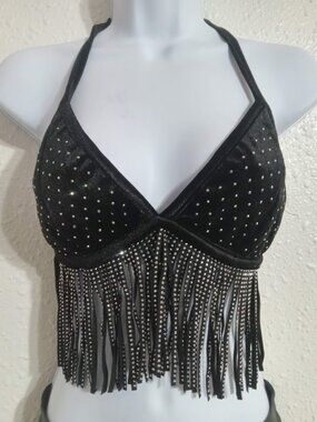 PAPERMOON -  fringe, rhinestones & glitter triangle bikini top